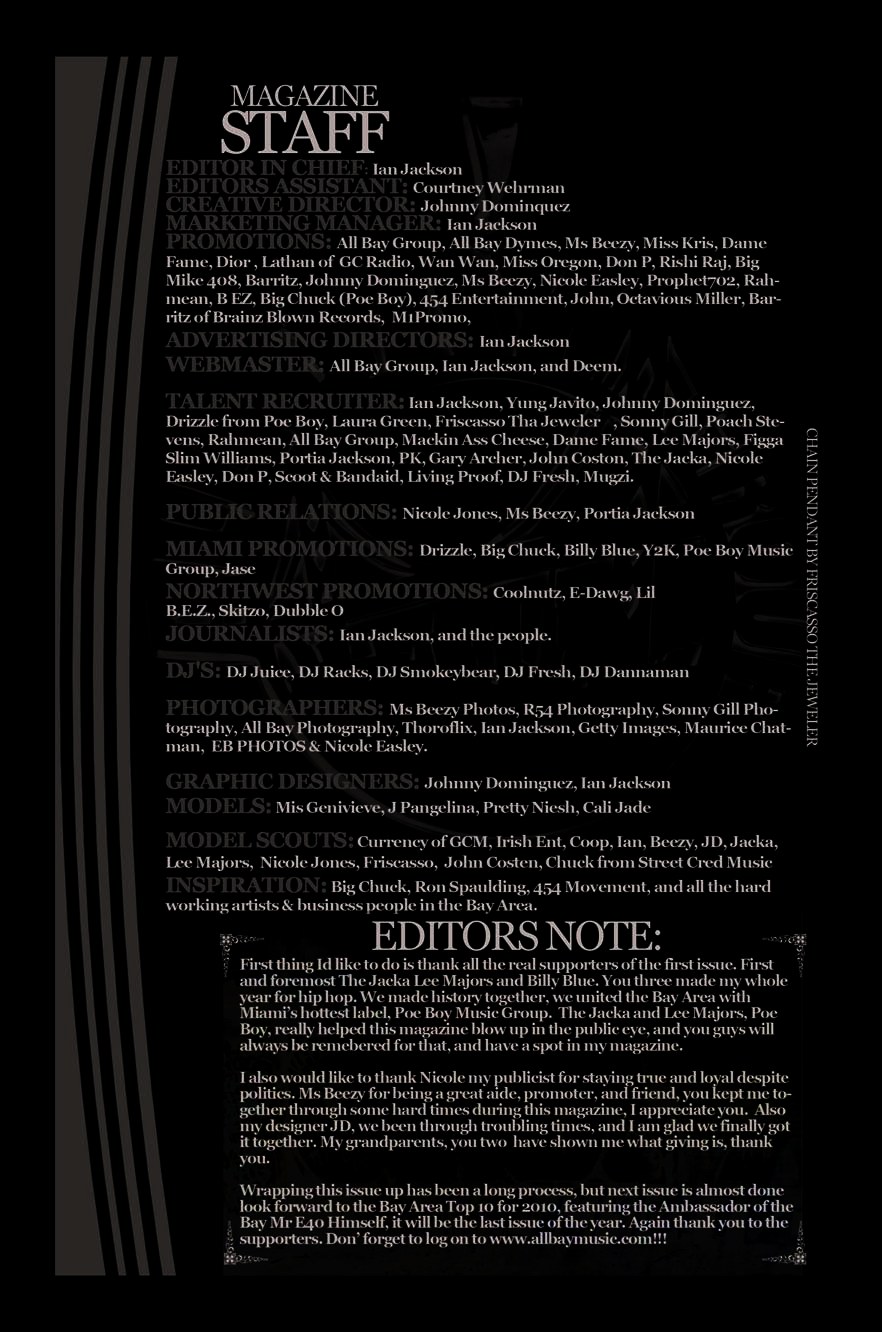 Magazine Staff & Editor's Note